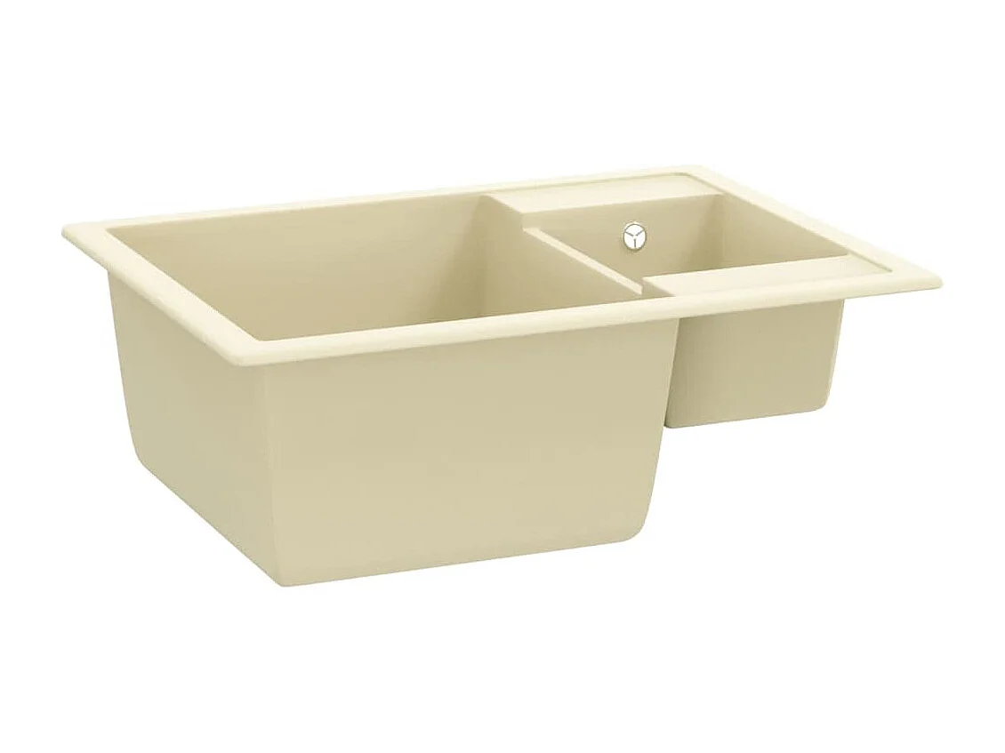 Évier de cuisine deux Éviers trou de trop-plein Beige Granit FR491265