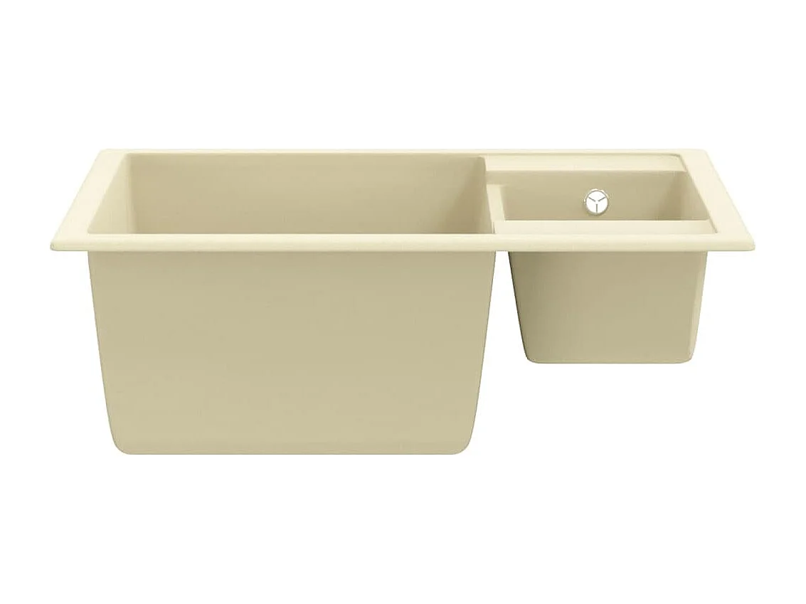 Évier de cuisine deux Éviers trou de trop-plein Beige Granit FR491265