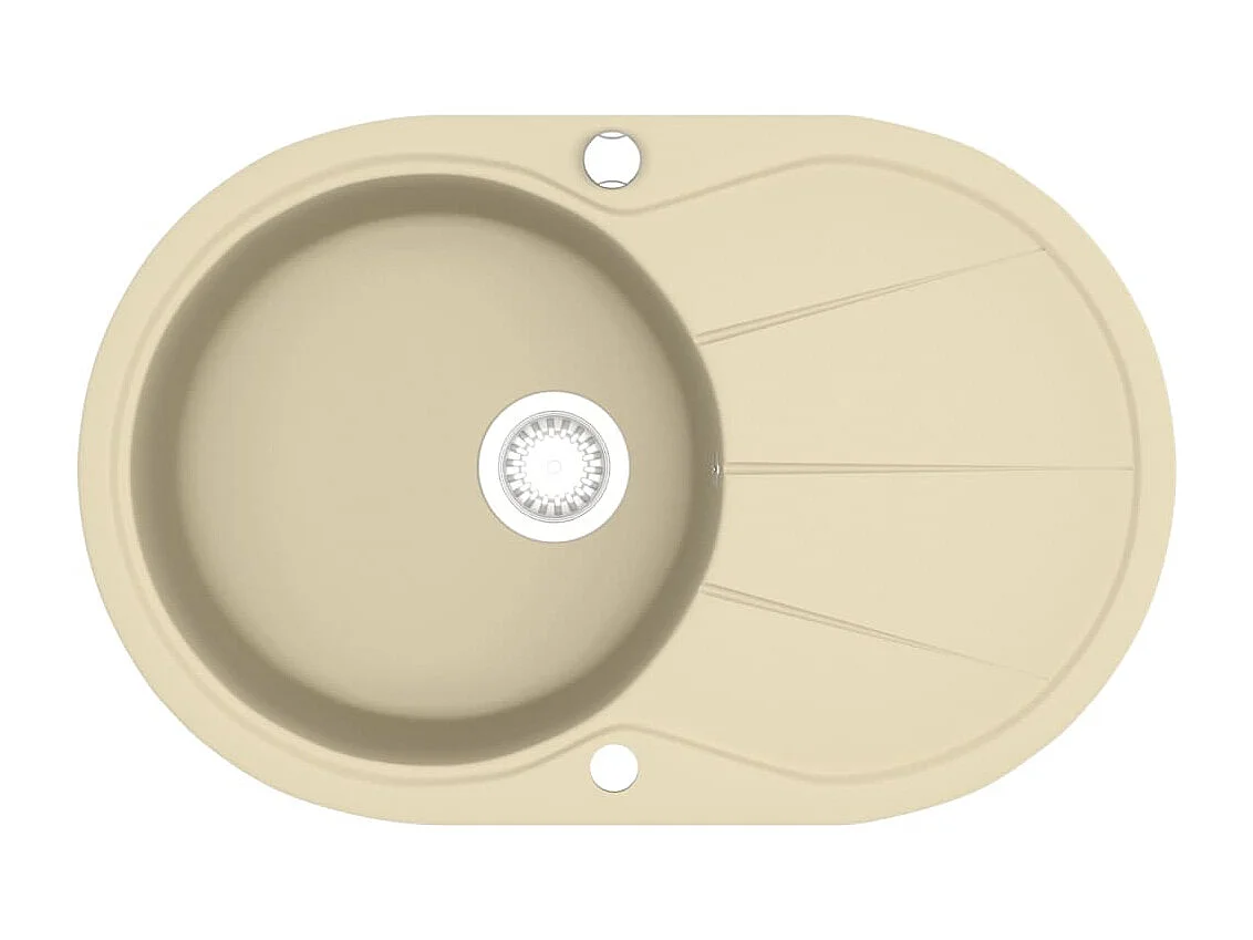 Évier de cuisine Granit Seul Évier Ovale Beige FR718981