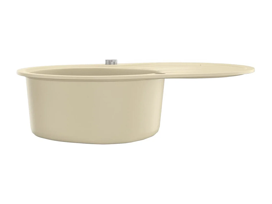 Évier de cuisine Granit Seul Évier Ovale Beige FR718981