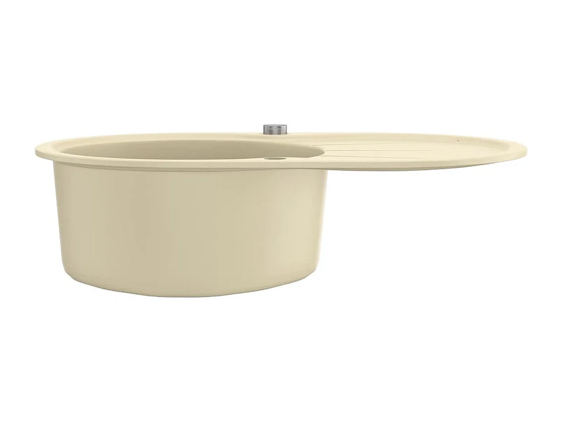 Évier de cuisine Granit Seul Évier Ovale Beige FR718981
