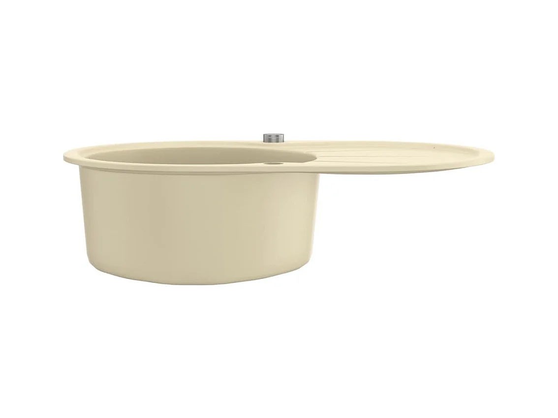 Évier de cuisine Granit Seul Évier Ovale Beige FR718981