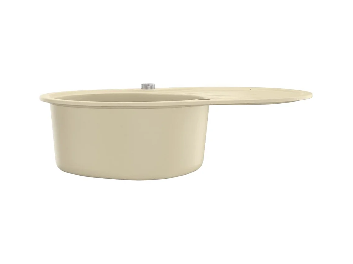 Évier de cuisine Granit Seul Évier Ovale Beige FR718981