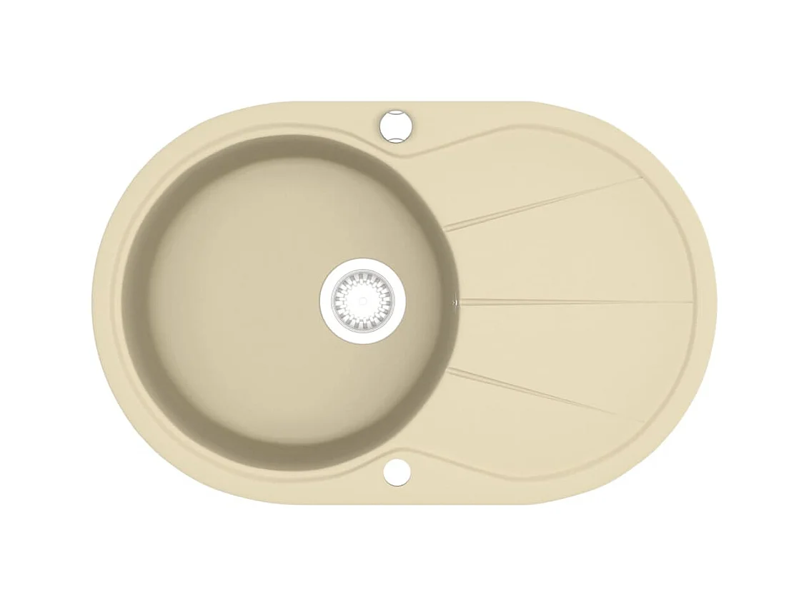 Évier de cuisine Granit Seul Évier Ovale Beige FR718981