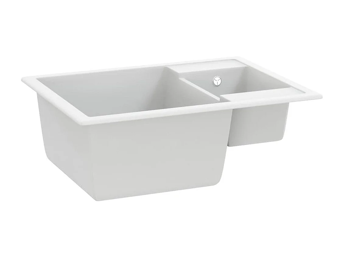 Lava-louça cozinha orifício extravas. cuba dupla granito branco PT640730