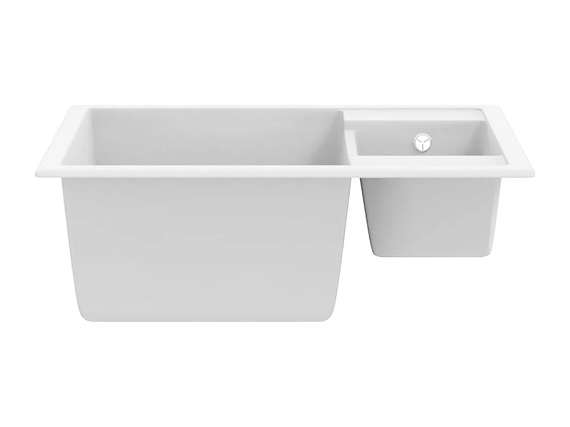 Évier de cuisine deux Éviers trou de trop-plein Blanc Granit FR963513