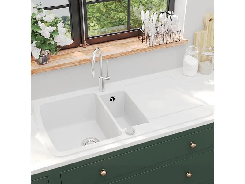 Évier de cuisine Granit Double Évier Blanc FR957321