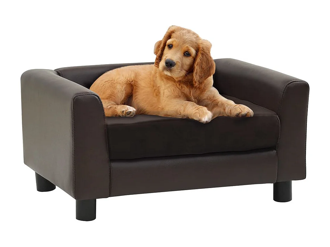 Canapé pour chien Marron 60x43x30 cm Peluche et similicuir FR787070