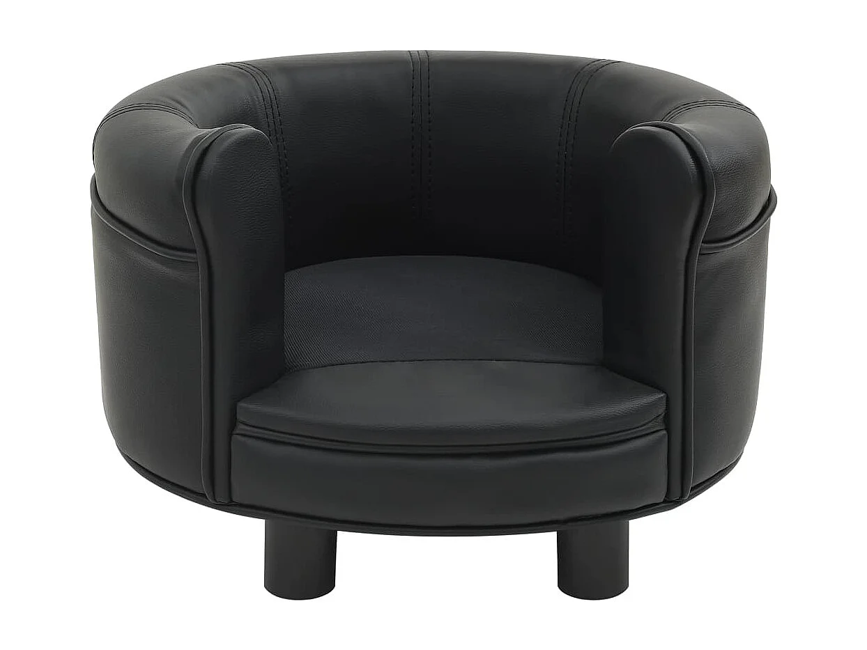 Canapé pour chien Noir 48x48x32 cm Peluche et similicuir FR129184