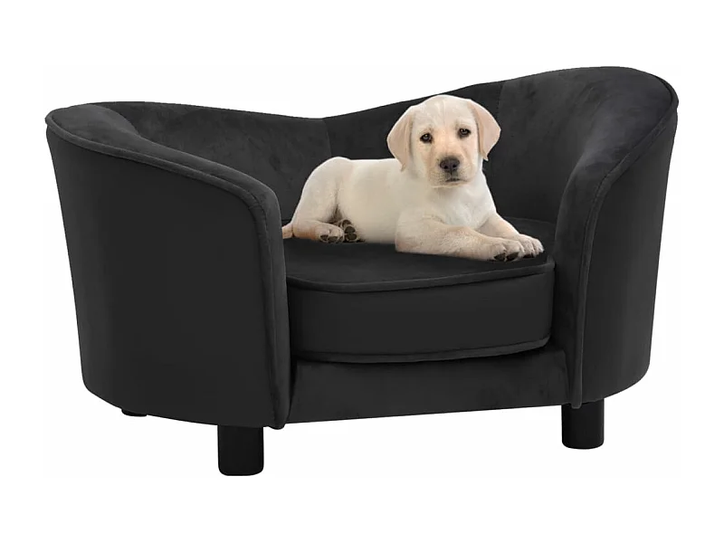 Sofá para cães 69x49x40 cm pelúcia e couro artificial preto PT615764