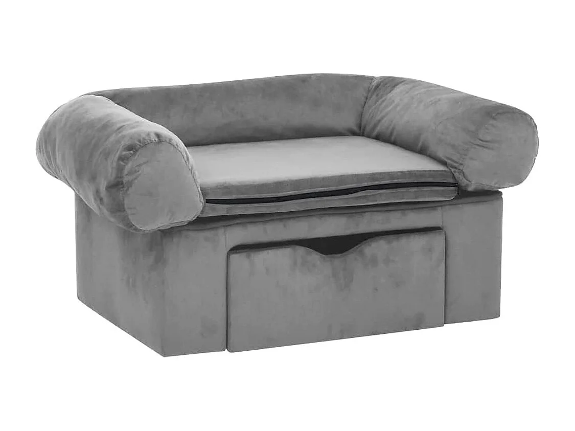 Canapé pour chien avec tiroir Gris 75x50x38 cm Peluche FR499729