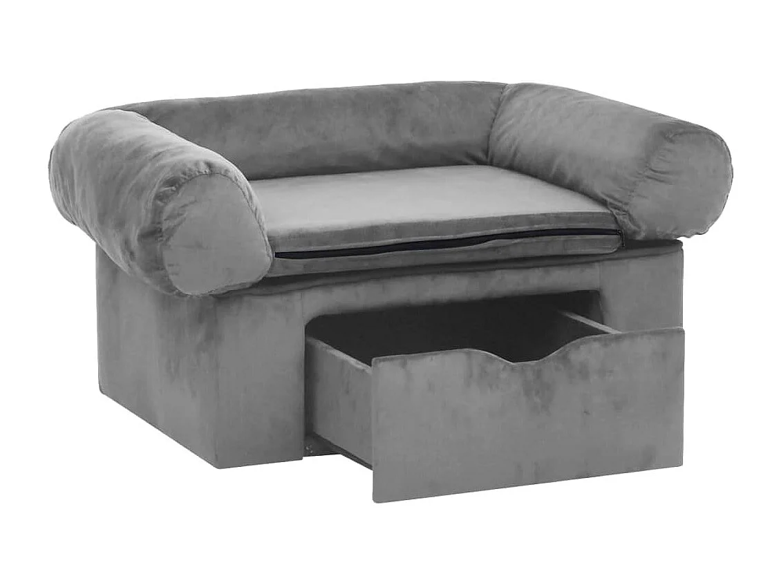 Canapé pour chien avec tiroir Gris 75x50x38 cm Peluche FR499729