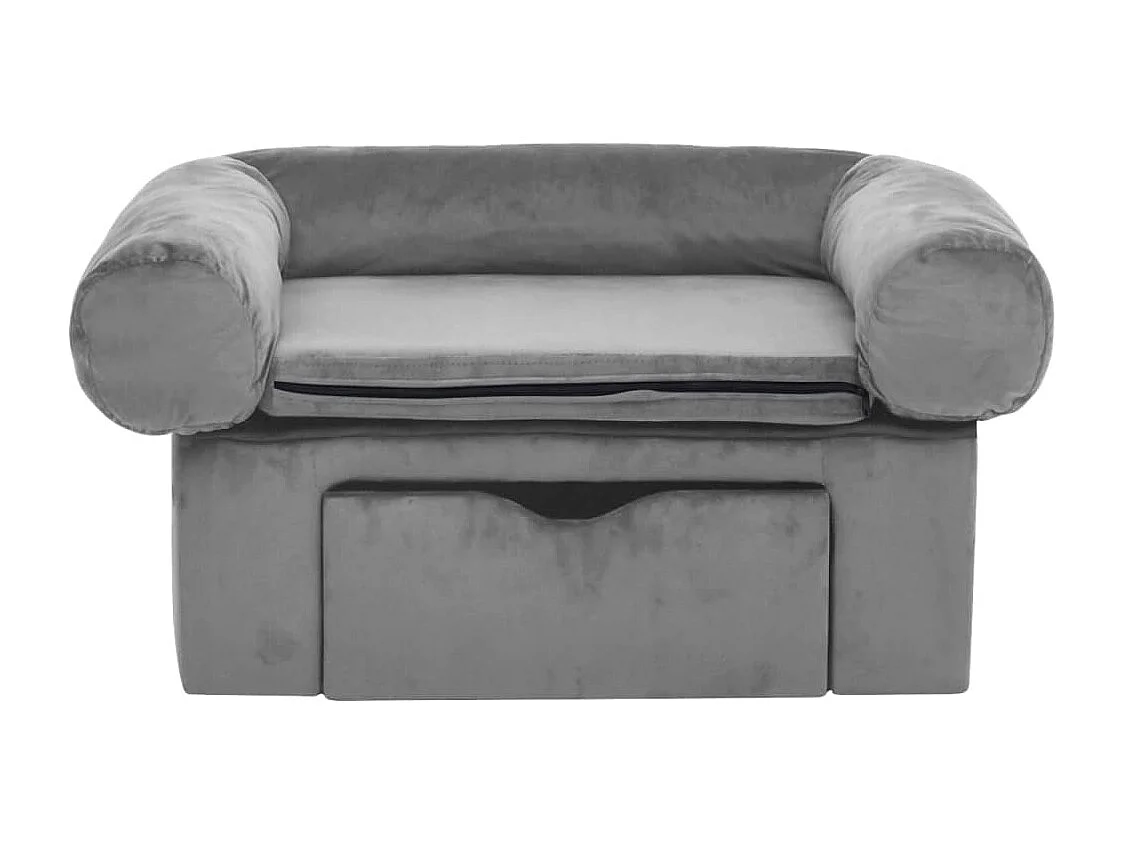 Canapé pour chien avec tiroir Gris 75x50x38 cm Peluche FR499729