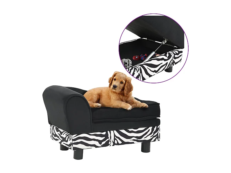 Canapé pour chien Noir 57x34x36 cm Peluche FR102505