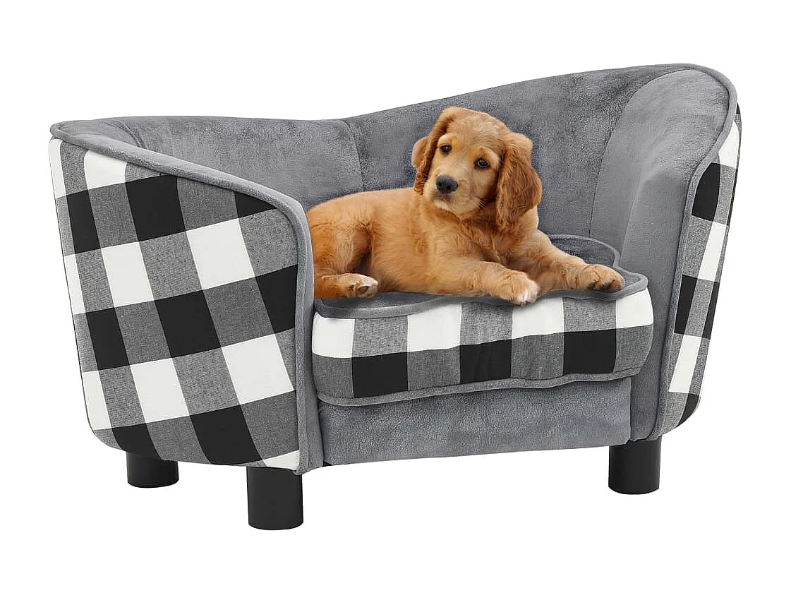 Canapé pour chien Gris 68x38x38 cm Peluche FR873457