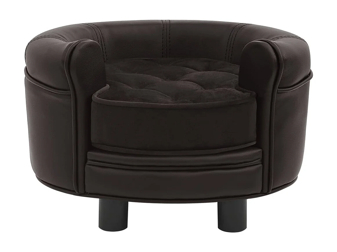 Canapé pour chien Marron 48x48x32 cm Peluche et similicuir FR752179