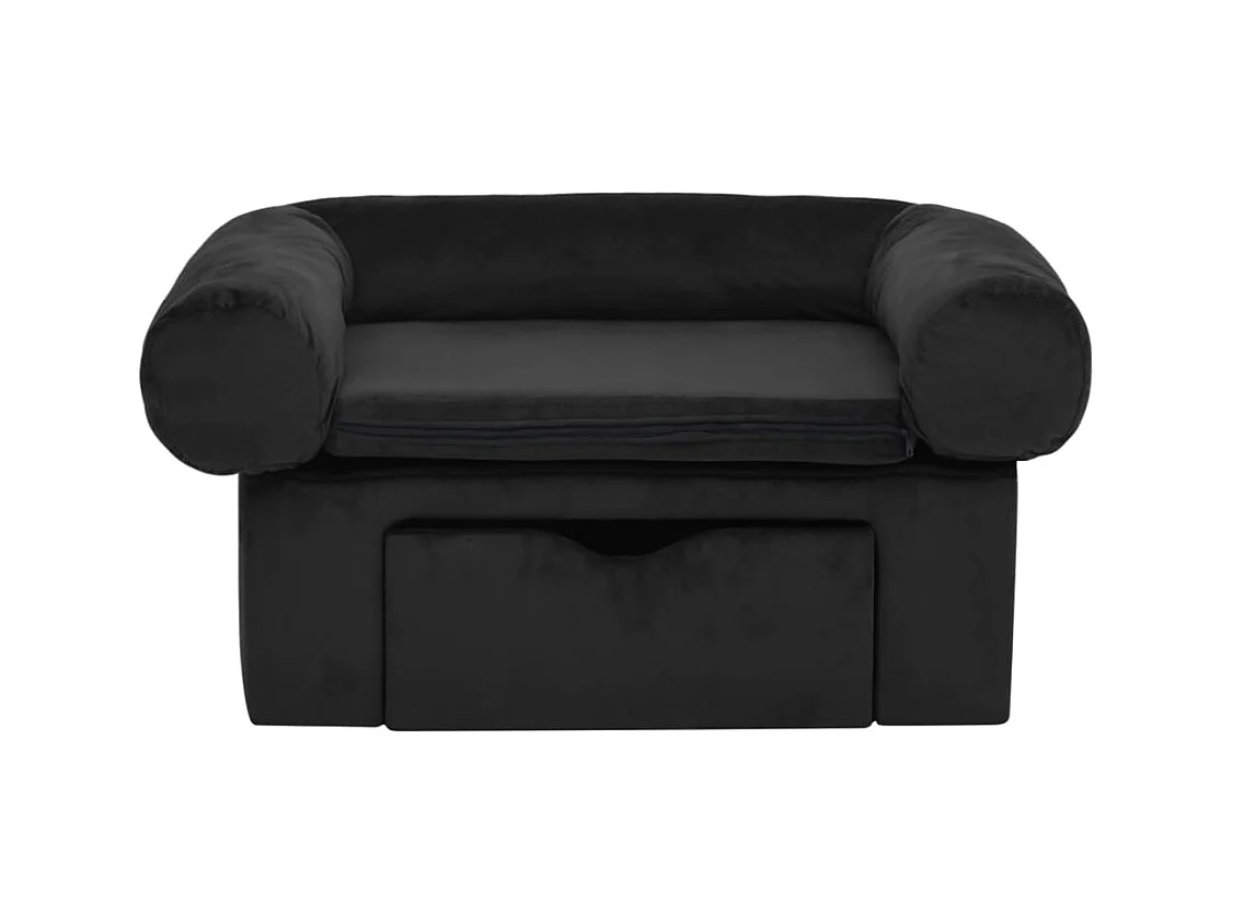 Canapé pour chien avec tiroir Noir 75x50x38 cm Peluche FR387434
