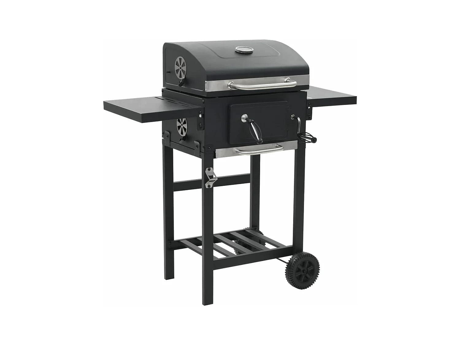 Gril de barbecue au charbon de bois et étagère inférieure Noir FR623743