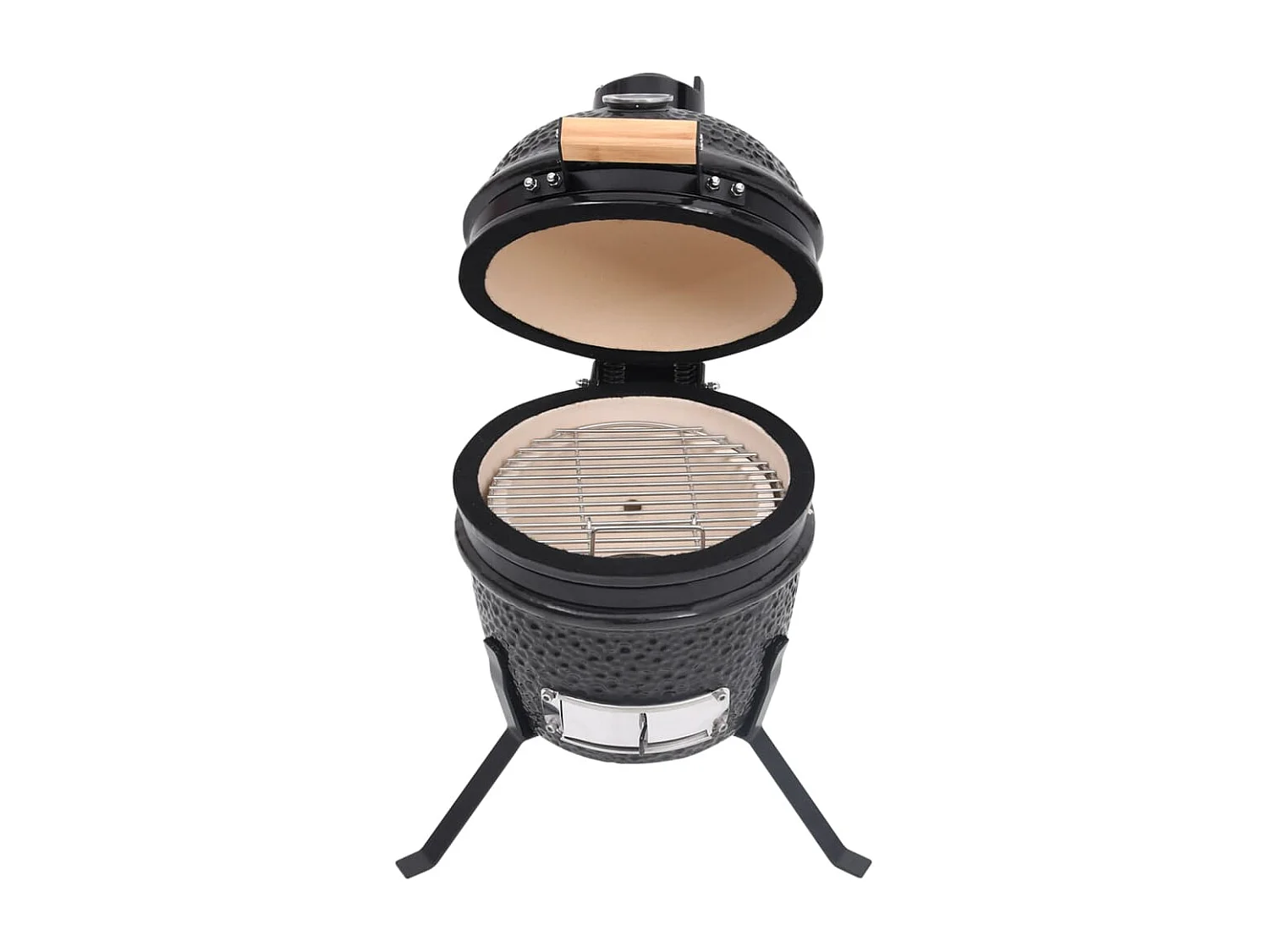 Barbacoa 2 en 1 ahumadora de cerámica negro 56 cm ES982939