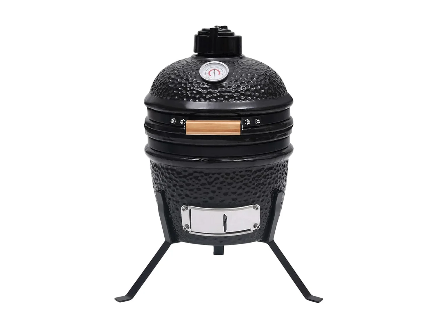 Barbacoa 2 en 1 ahumadora de cerámica negro 56 cm ES982939