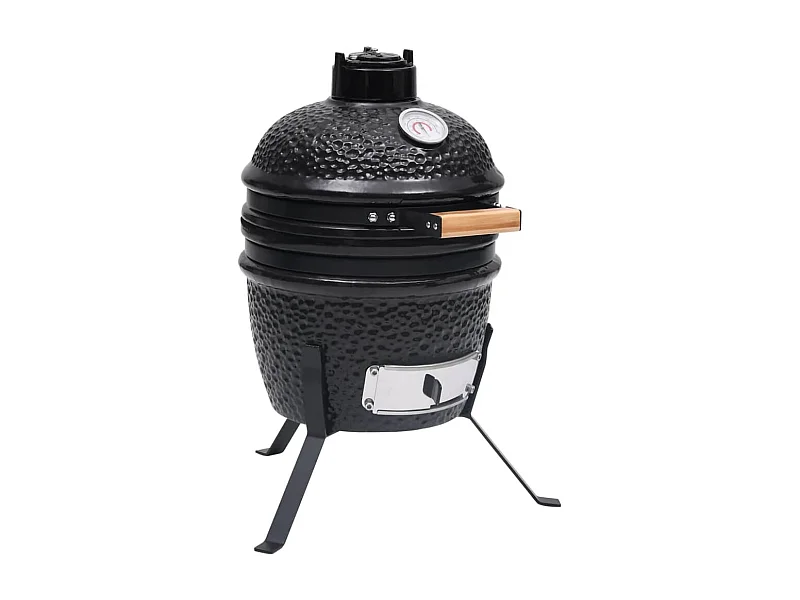 Barbecue à fumoir 2-en-1 Céramique 56 cm Noir FR744048