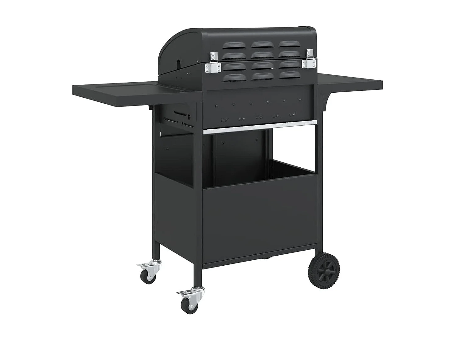 Barbecue gril à gaz avec 4 brûleurs noir acier enduit de poudre FR744545