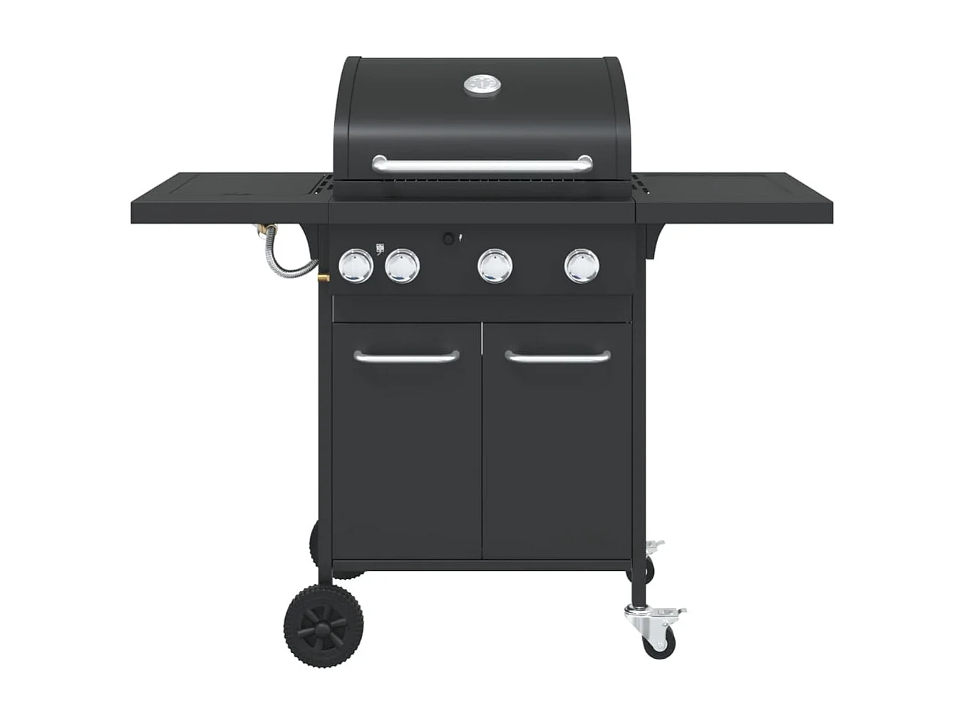 Barbecue gril à gaz avec 4 brûleurs noir acier enduit de poudre FR744545