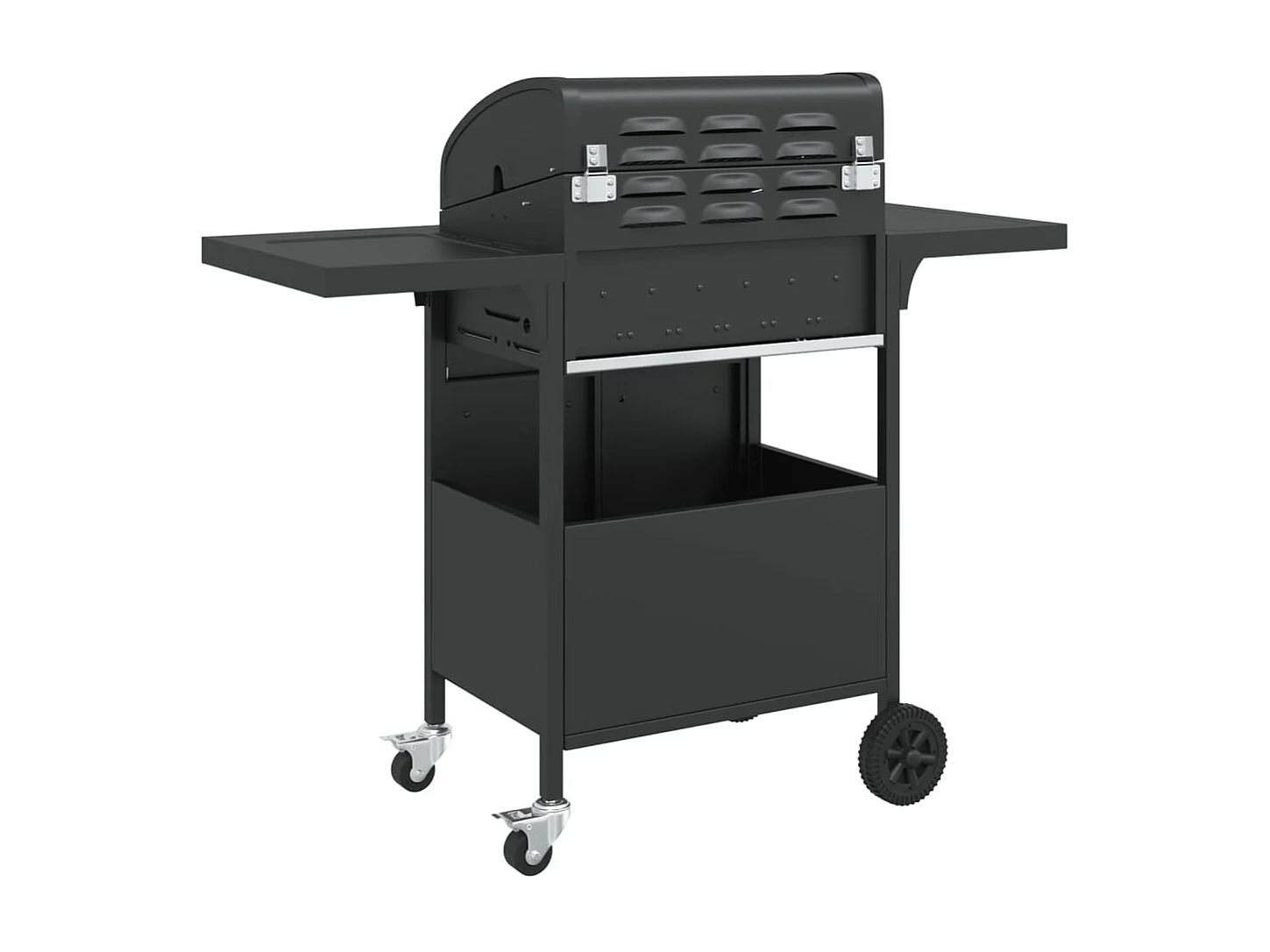 Barbecue gril à gaz avec 4 brûleurs noir acier enduit de poudre FR932828