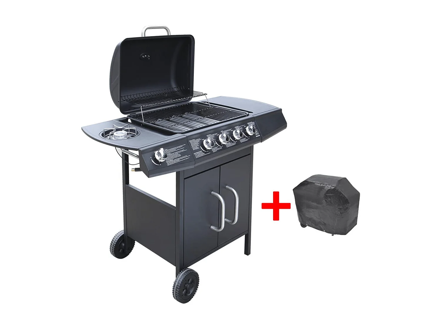 Gasbarbecue 4+1 kookzone zwart BE493431