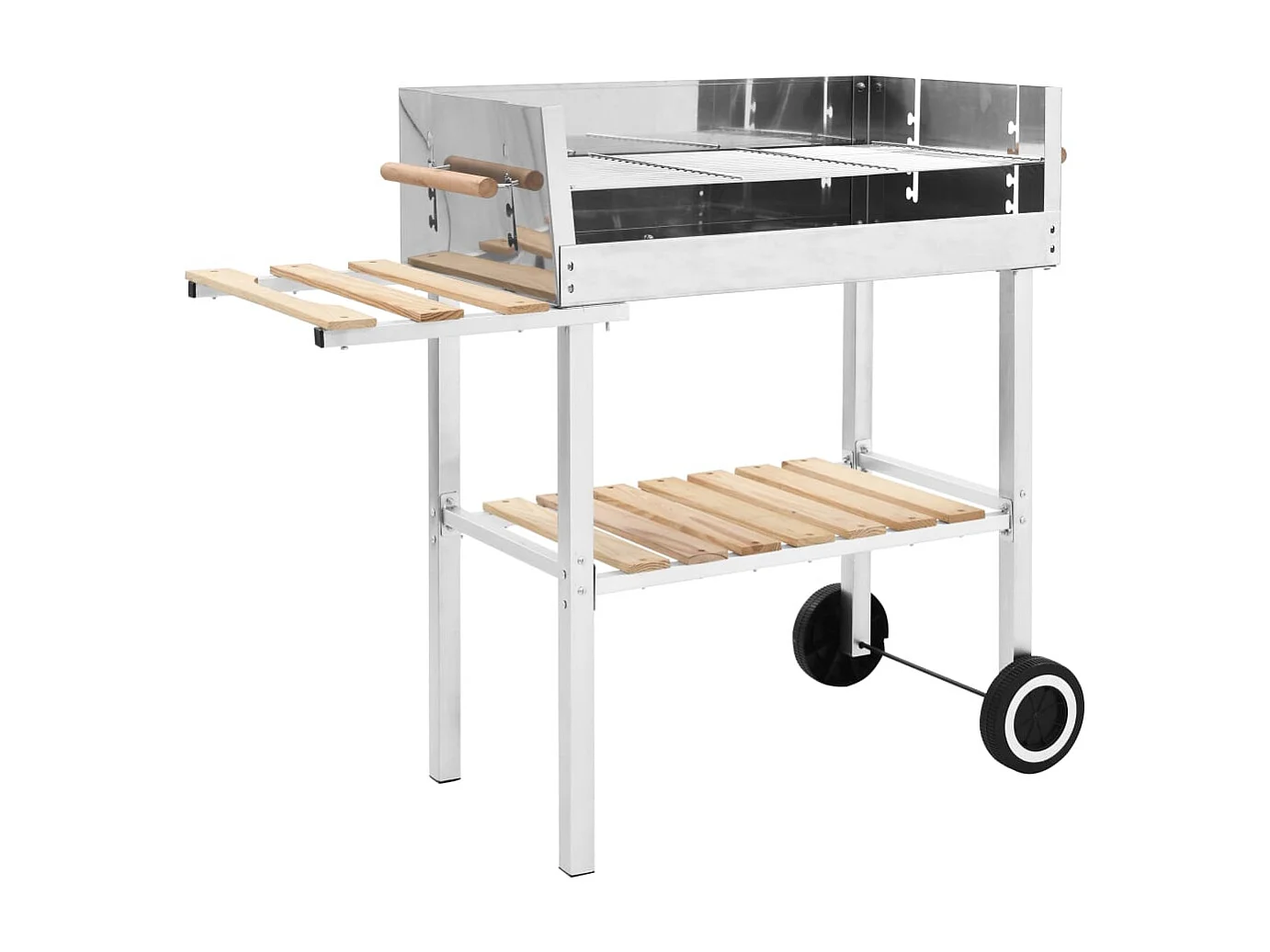 Barbecue au charbon sur chariot Acier inoxydable et 2 étagères FR346653