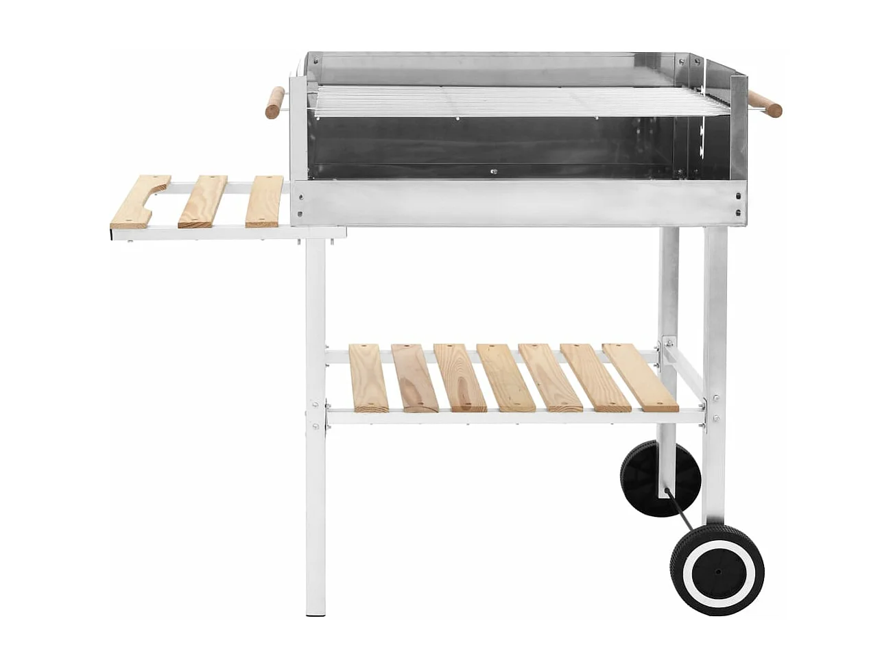 Barbecue au charbon sur chariot Acier inoxydable et 2 étagères FR346653