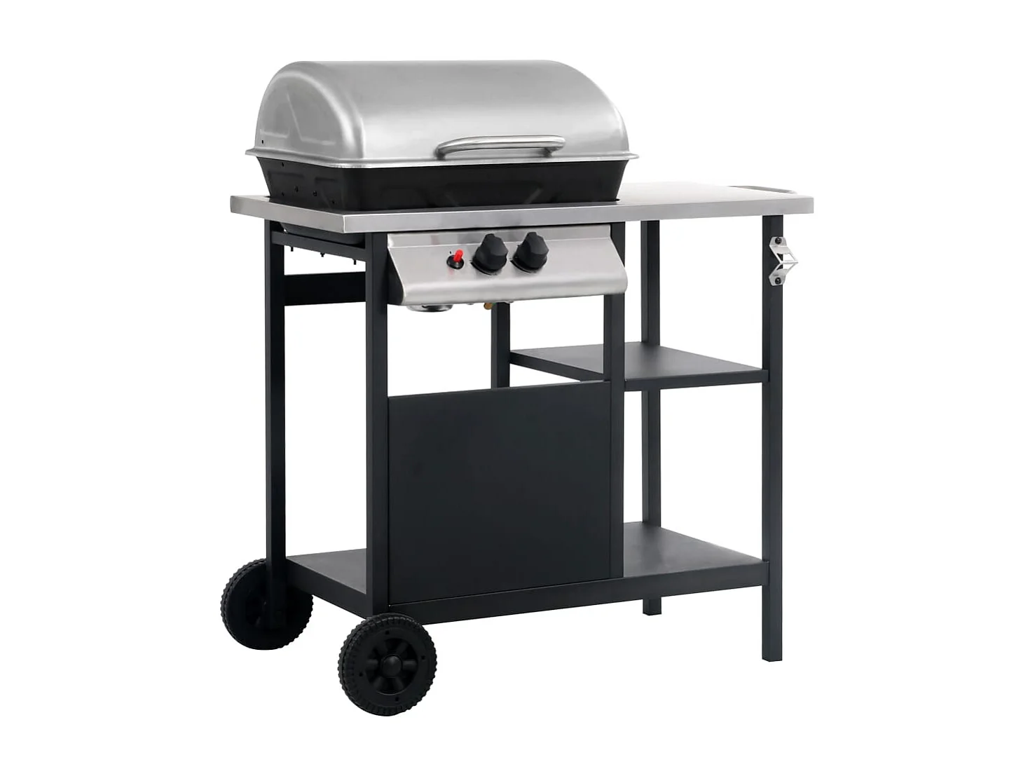 Gasbarbecue met 3-laags zijtafel zwart en zilverkleurig BE688575