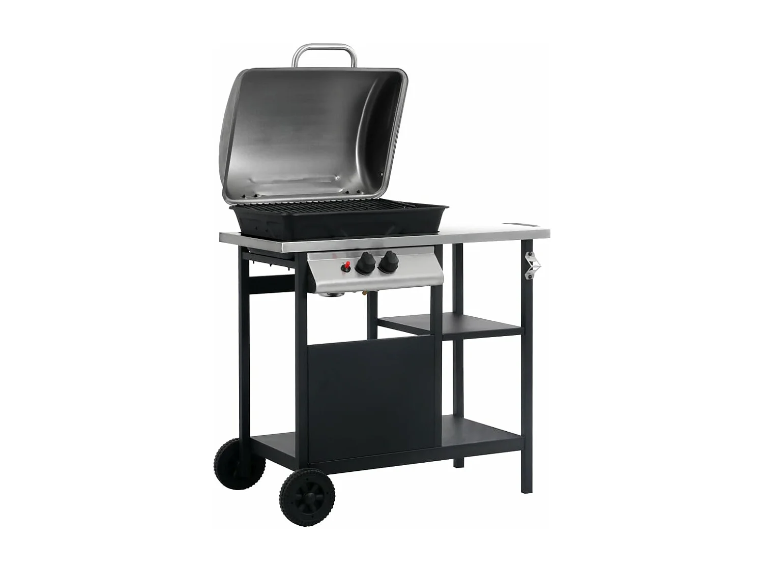 Gasbarbecue met 3-laags zijtafel zwart en zilverkleurig BE688575