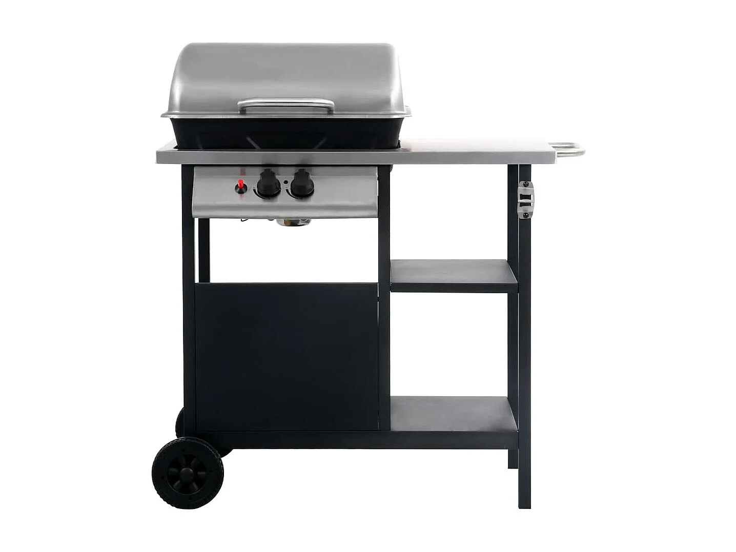 Gasbarbecue met 3-laags zijtafel zwart en zilverkleurig BE688575