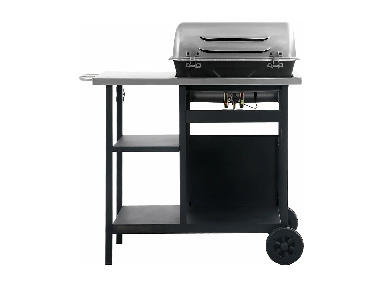 Gasbarbecue met 3-laags zijtafel zwart en zilverkleurig BE688575