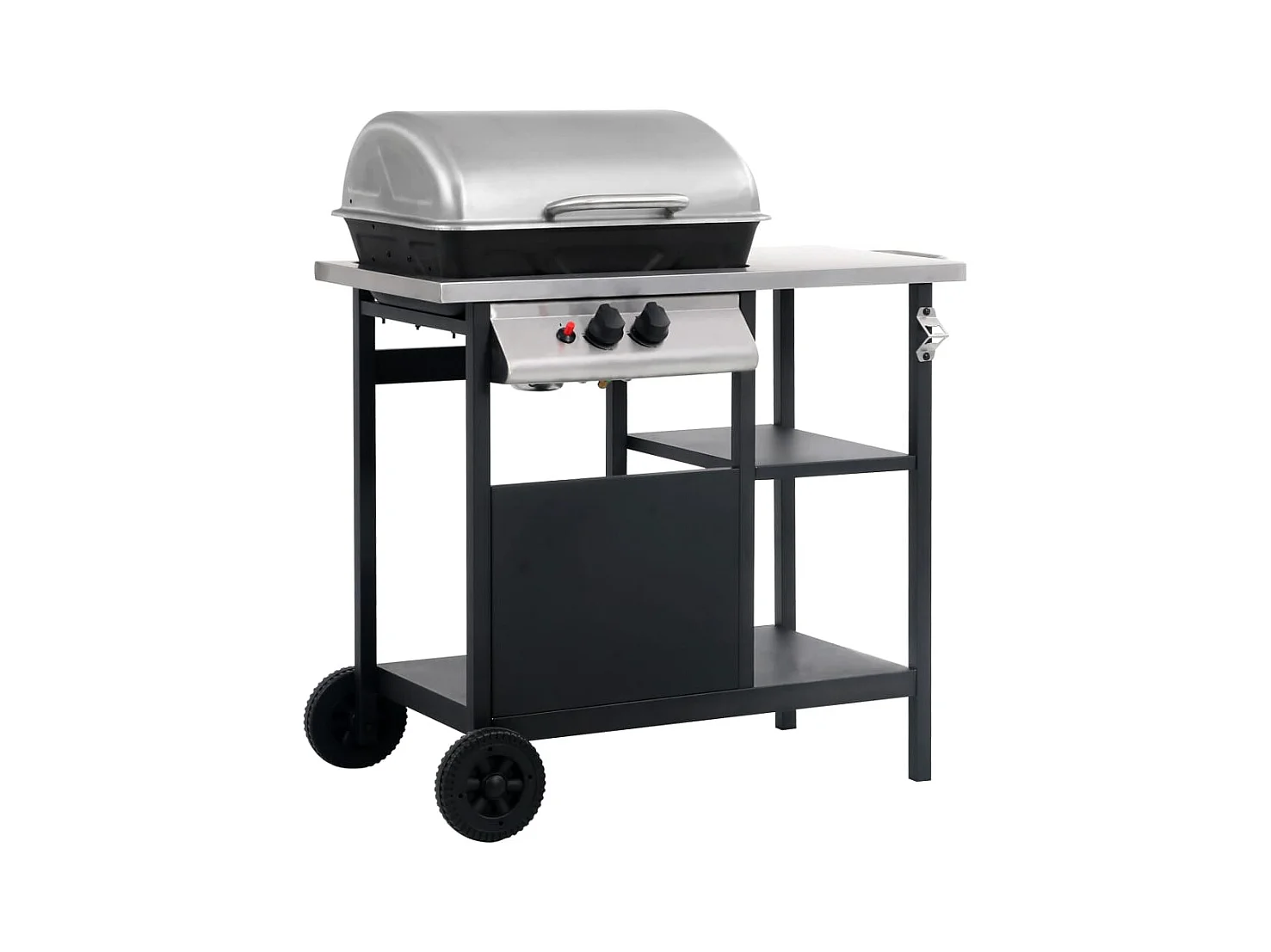 Barbecue à gaz avec tablette à 3 couches Noir et argenté FR382755