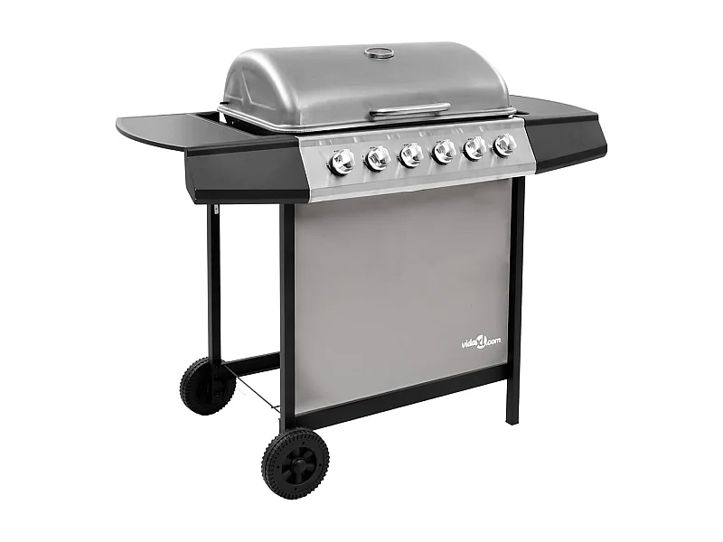 Gasbarbecue met 6 branders zwart en zilverkleurig BE865786