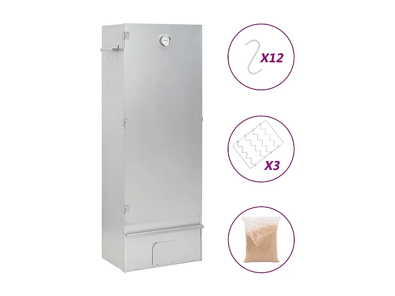 Horno ahumador astillas madera acero galvanizado 44,5x29x110 cm ES514015