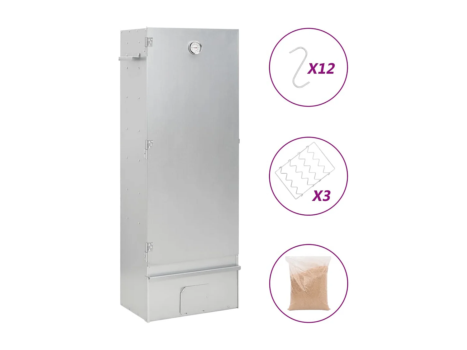 Fumoir pour four à barbecue avec copeaux de bois 44,5x29x110 cm FR780625