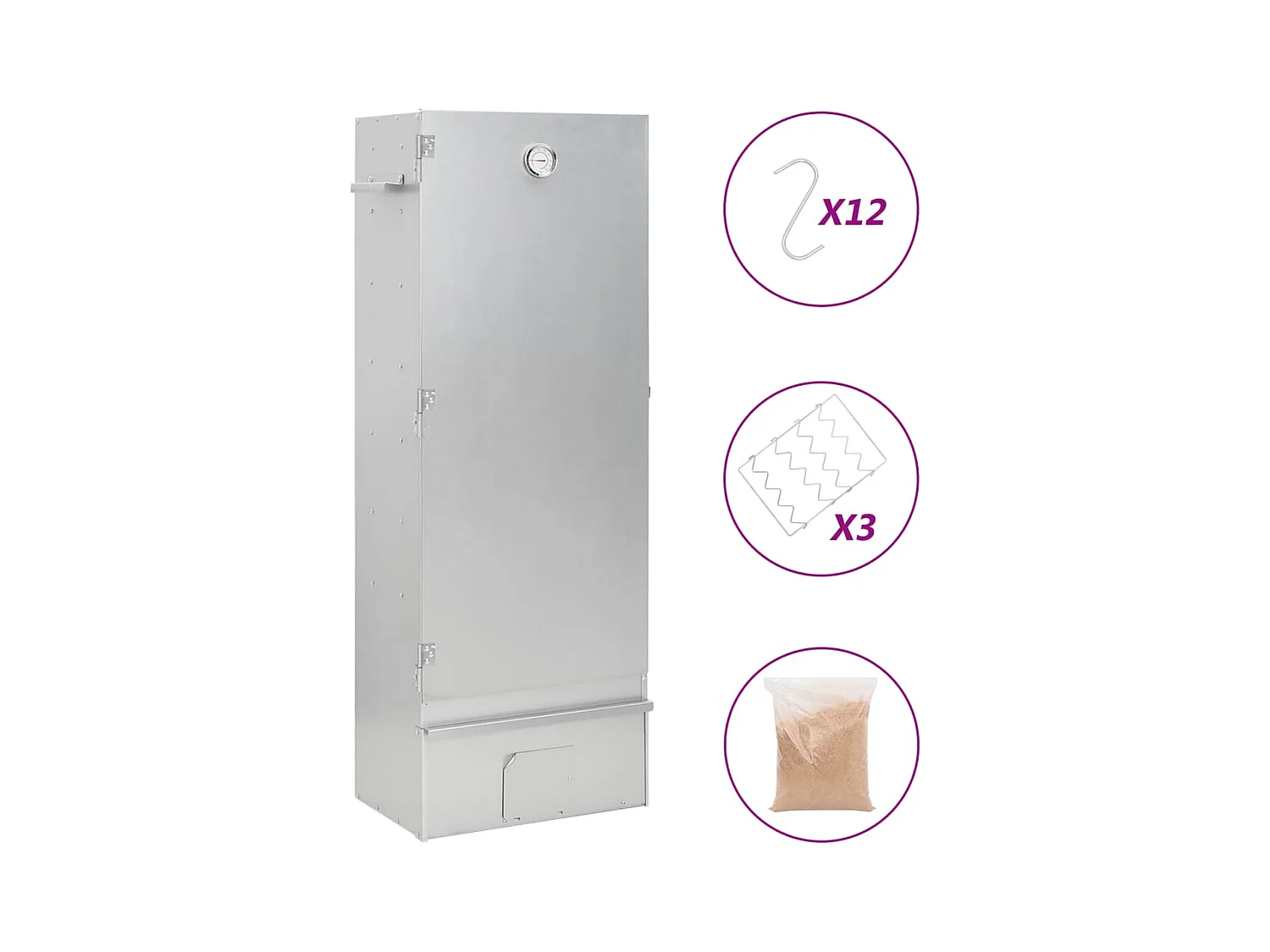 Fumoir pour four à barbecue avec copeaux de bois 44,5x29x110 cm FR780625