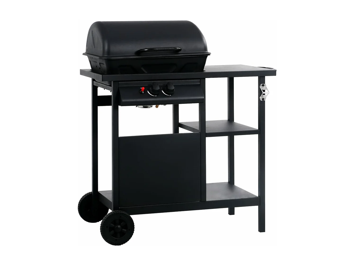 Barbecue à gaz avec table latérale à 3 niveaux Noir FR259614