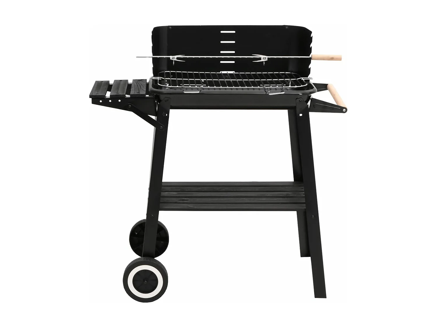 Barbecue au charbon de bois avec roues noir acier FR320342