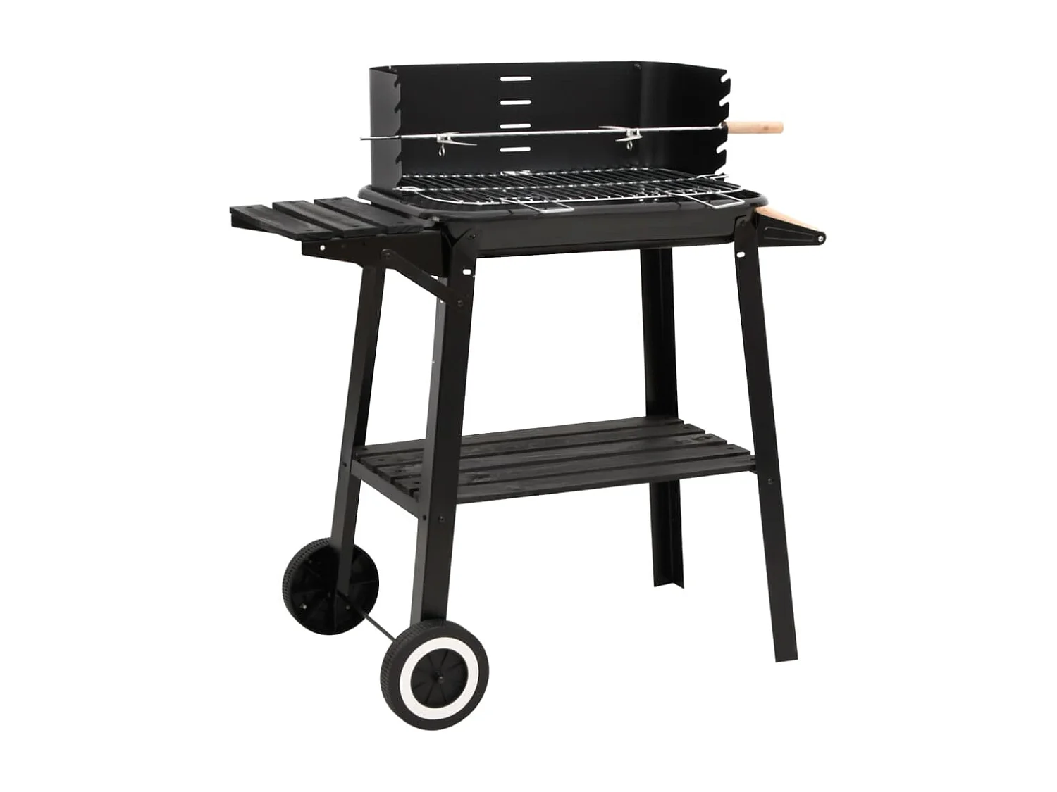 Barbecue au charbon de bois avec roues noir acier FR320342