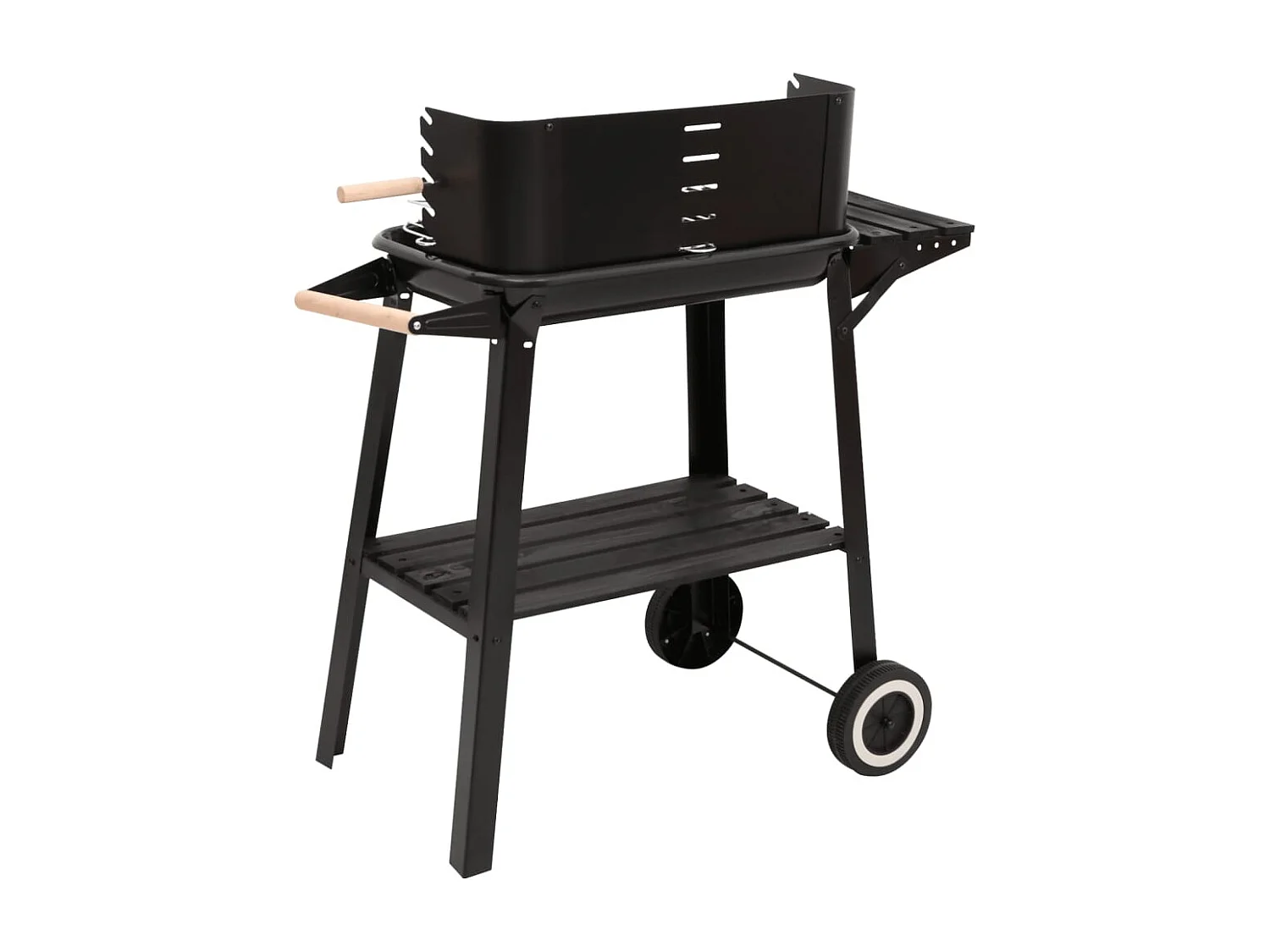 Barbecue au charbon de bois avec roues noir acier FR320342