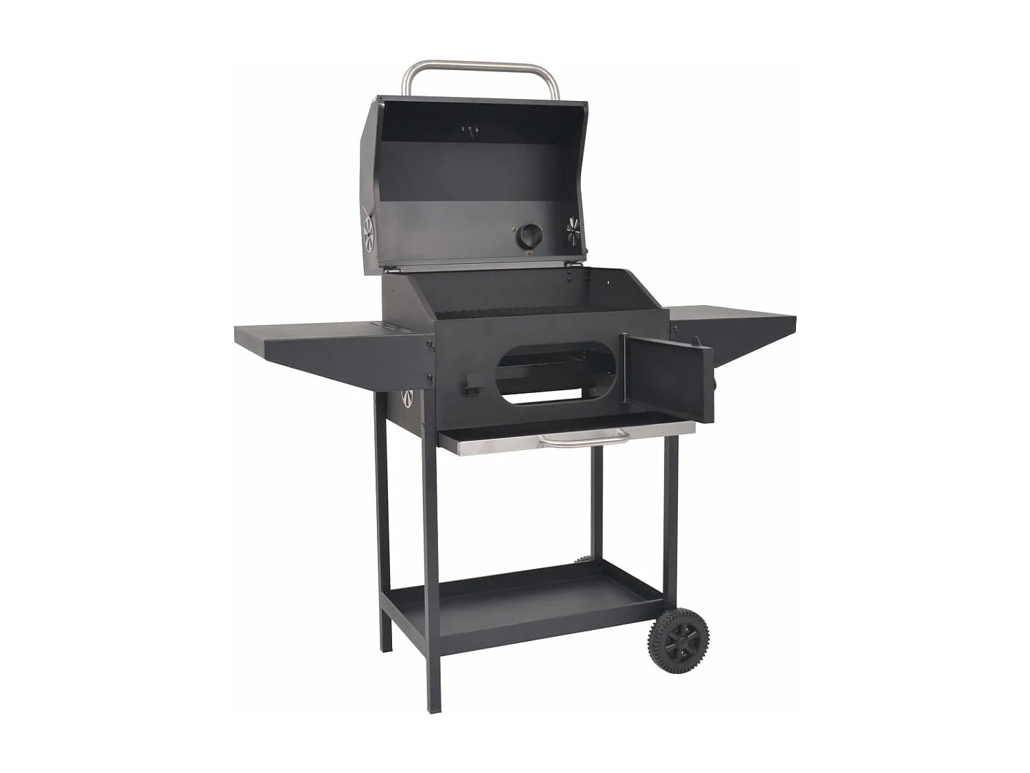 Barbecue au charbon de bois avec étagère inférieure Noir FR277800