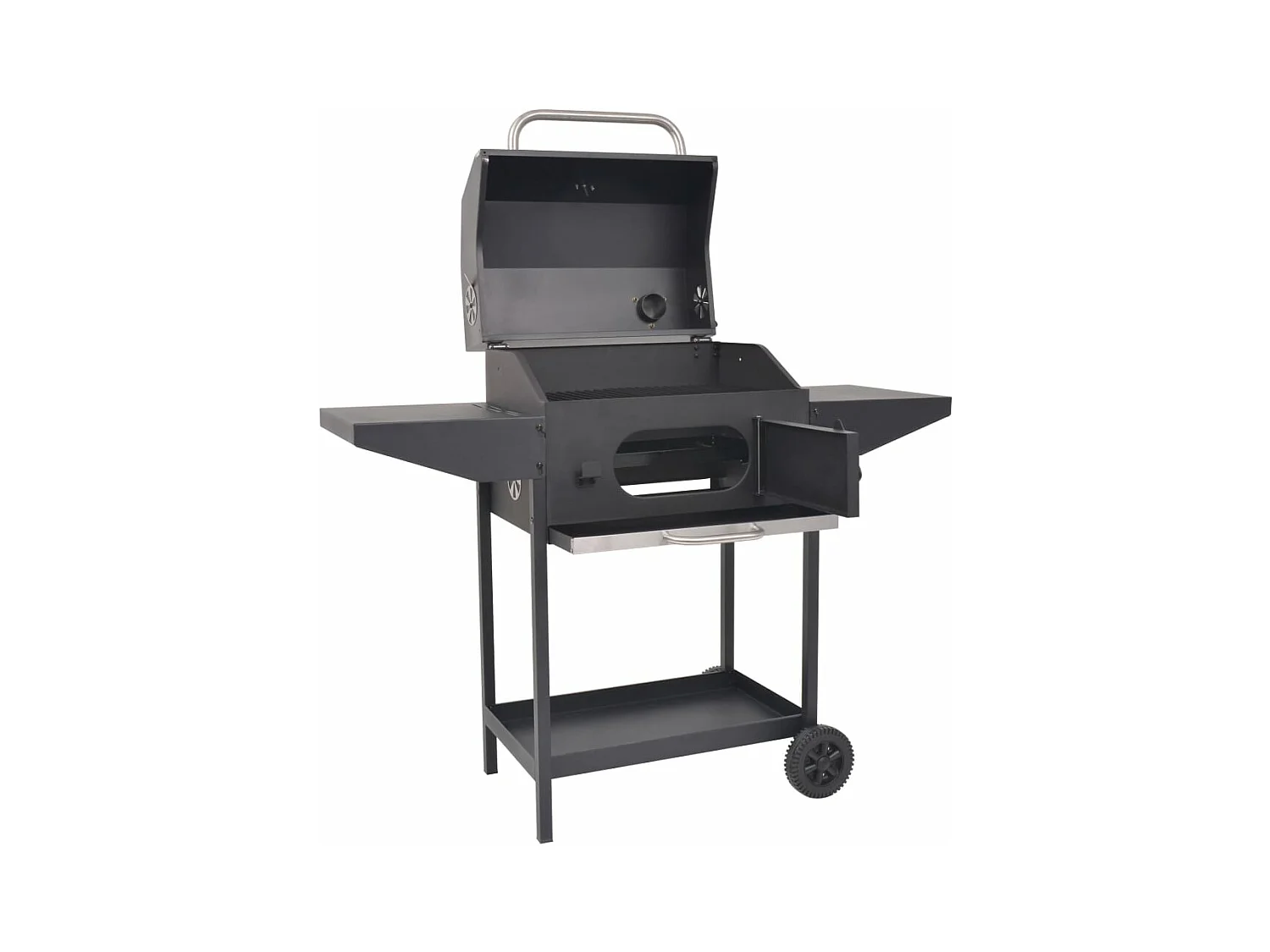 Barbecue au charbon de bois avec étagère inférieure Noir FR277800