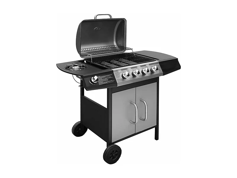 Gasbarbecue 4+1 kookzone zwart en zilver BE470096