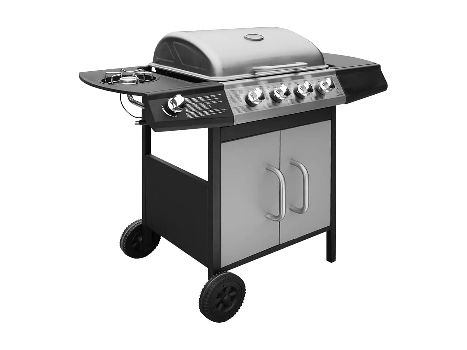 Gasbarbecue 4+1 kookzone zwart en zilver BE470096