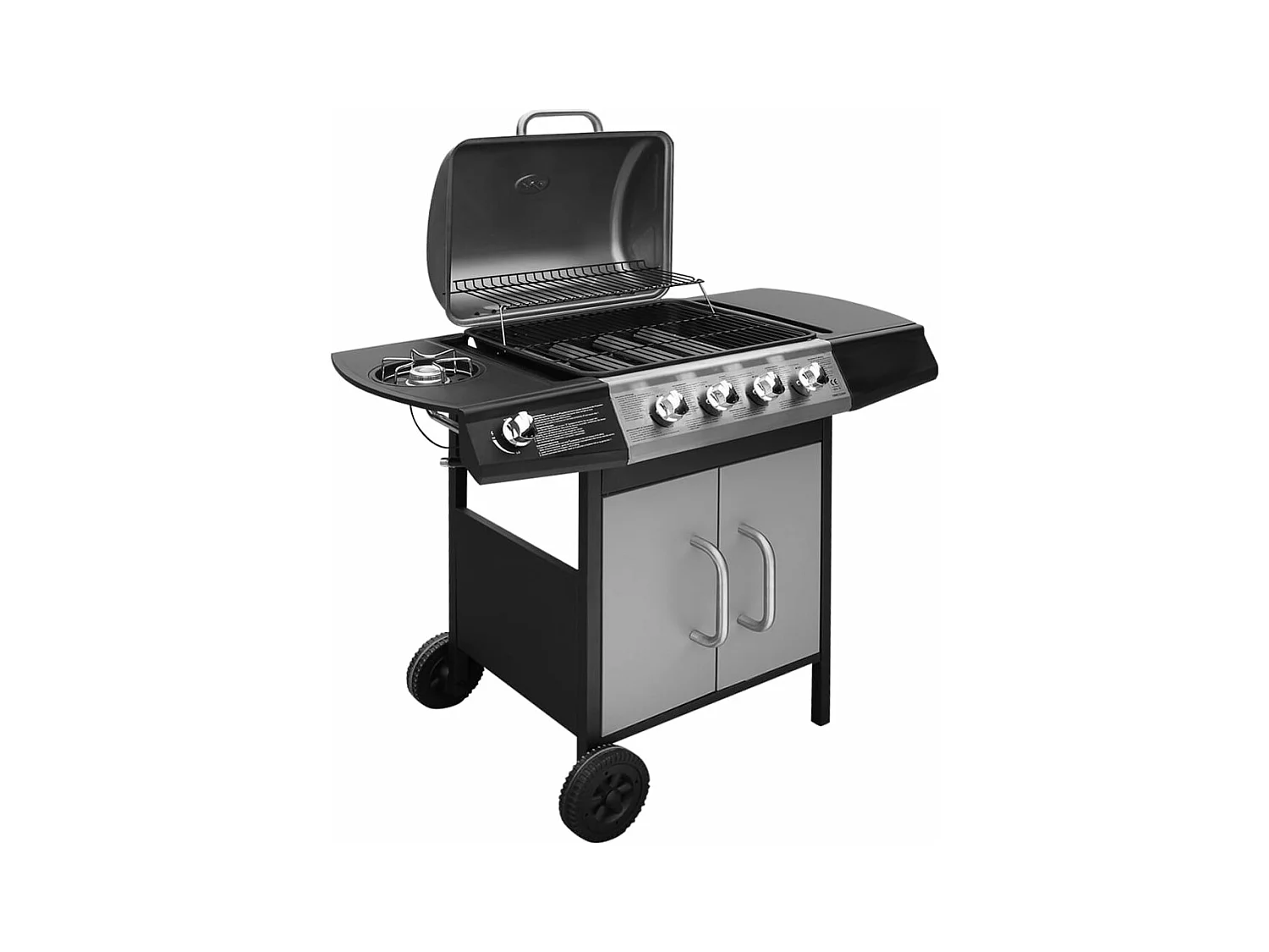 Barbecue à gaz 4 + 1 zone de cuisson Noir et argenté FR144068