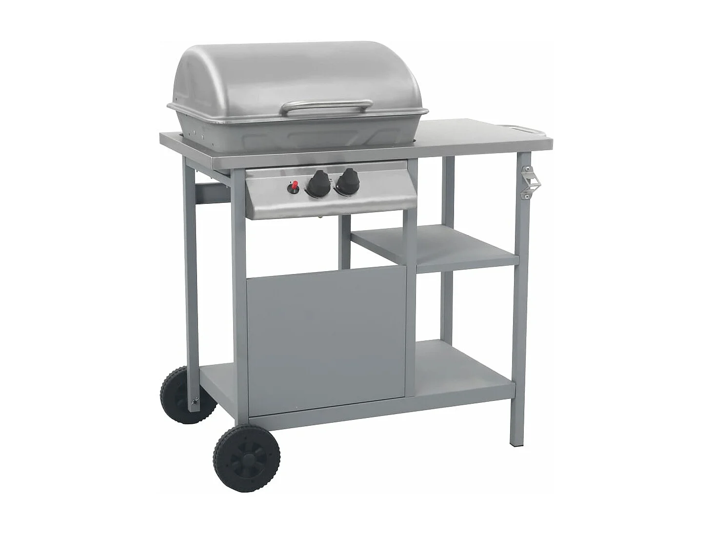 Gasbarbecue met 3-laags zijtafel zwart en zilverkleurig BE232877